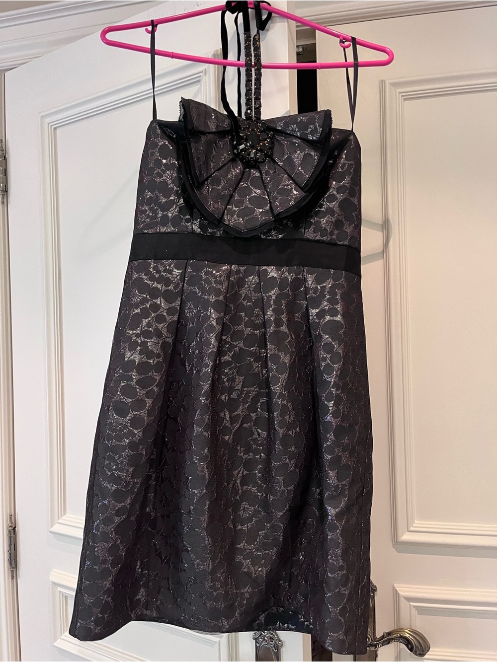 BCBGMaxAzria Black Evening Dress with Exposed Zipper Detail